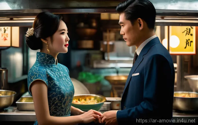 왕가위의 영화  화양연화  관객반응 - A gracefully composed full-body shot of a woman, resembling Mrs. Chan, walking with elegant posture ...