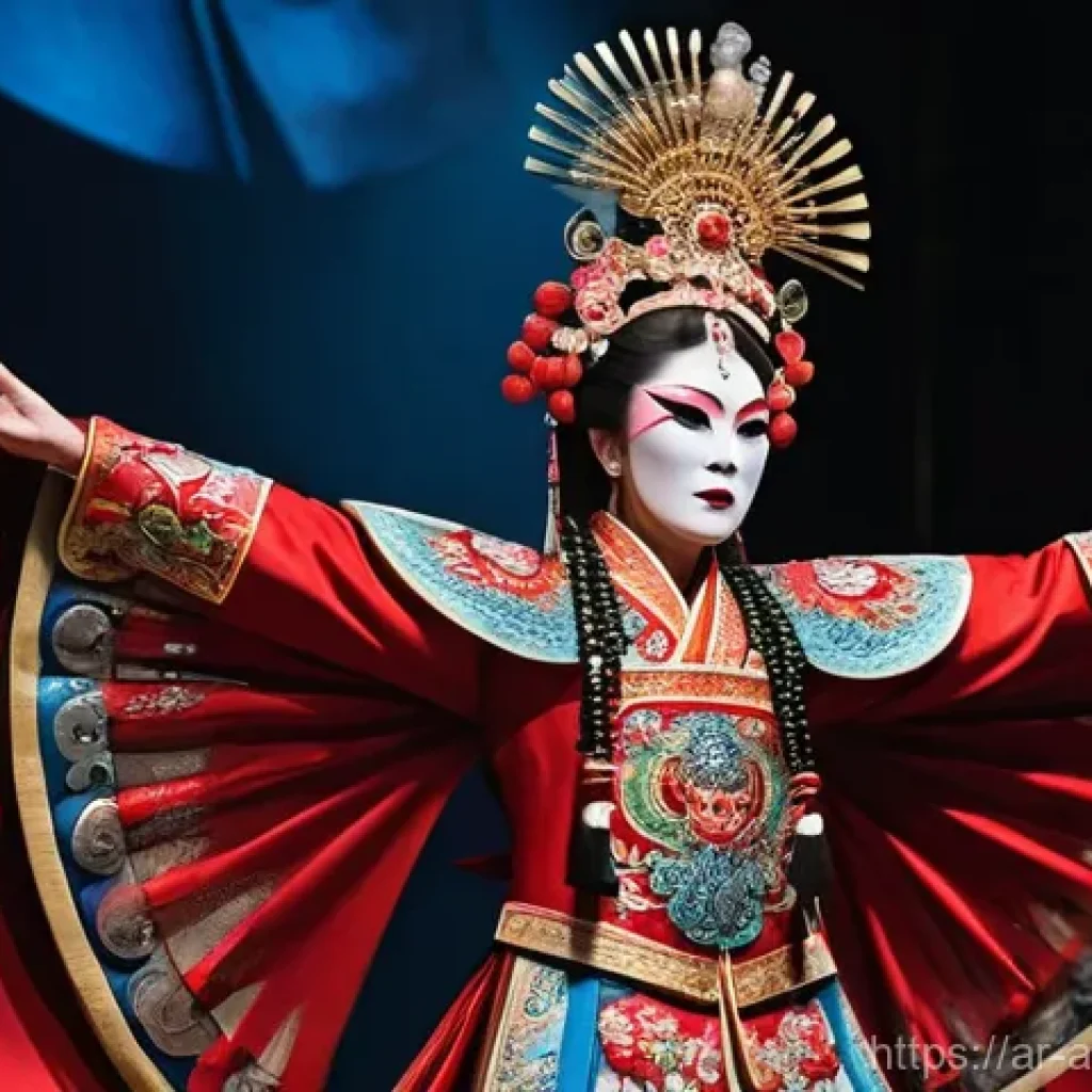영화  패왕별희 의 상징성과 시대적 의미 - **Prompt 1: The Soul of Yu Ji on Stage**
    A full-body shot of a male Beijing opera performer, Che...