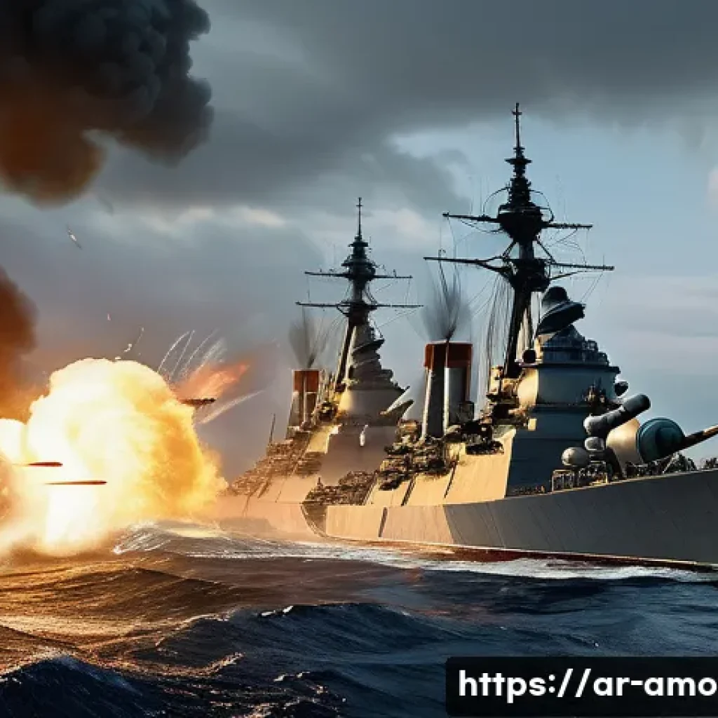 영화  일본해전 과 역사적 배경 - A detailed historical naval battle scene set in the early 20th century Pacific Ocean, featuring a dy...
