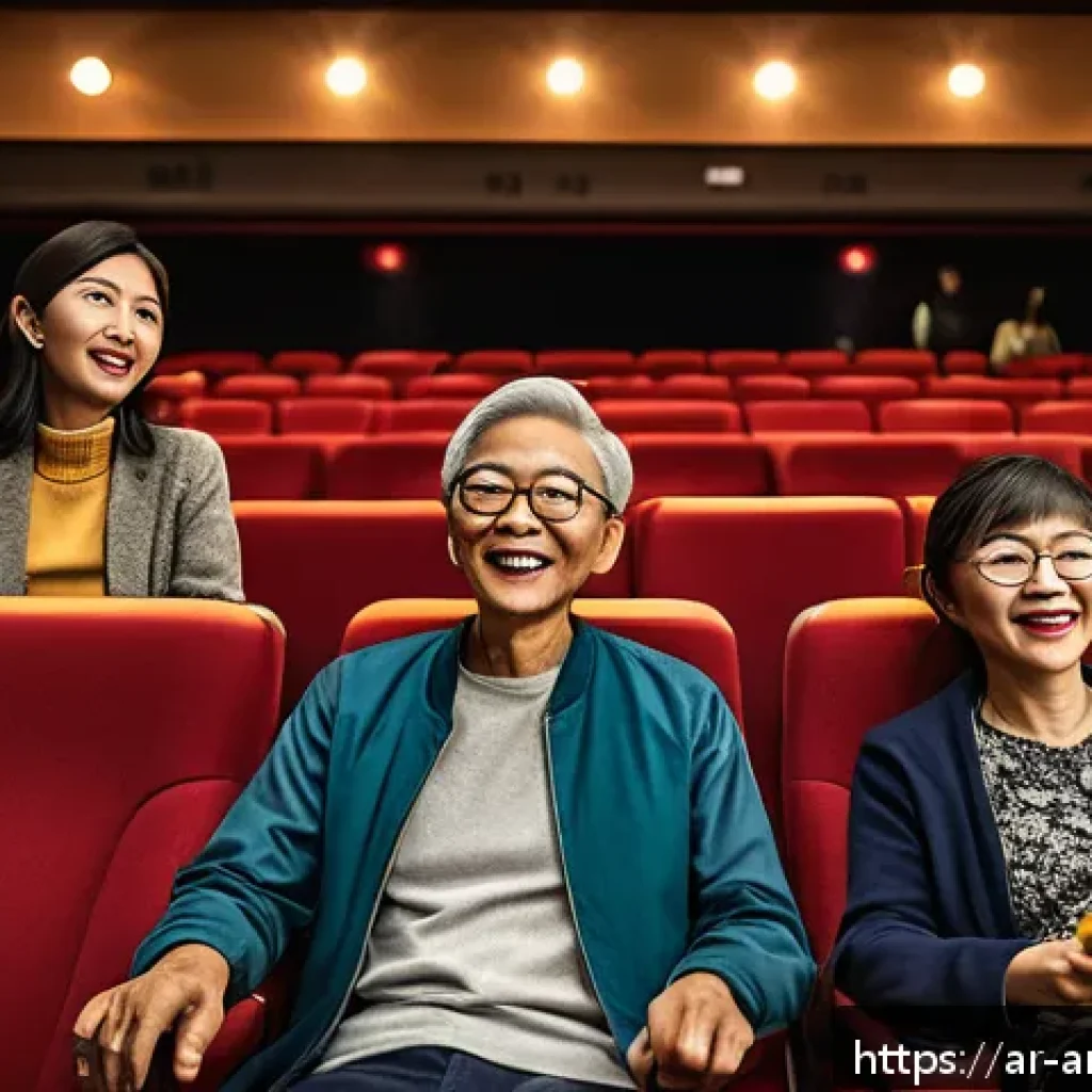 영화  무림 고수  홍콩과 대만 흥행 차이 - A vibrant cinematic scene set in a Taiwanese movie theater during a festive holiday, showcasing an e...