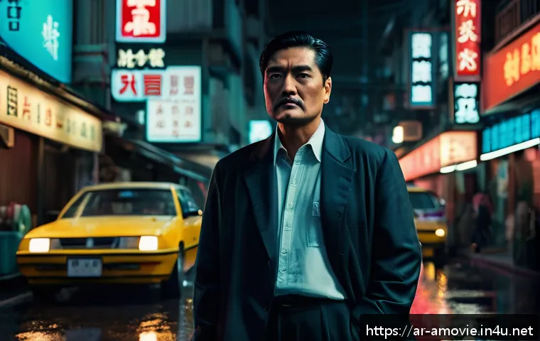 주윤발 영화 명작 모음 - A cinematic portrait of Chow Yun-fat embodying a complex character that balances strength and tender...